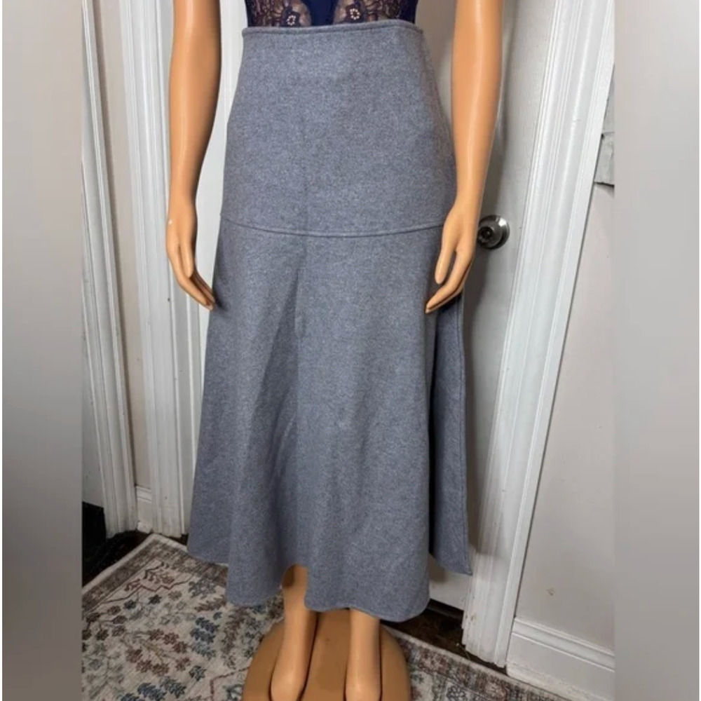 OGL CashSoft Wool-like Flared size S Maxi Skirt - Heather Dolphin Blue NWT - Picture 2 of 6